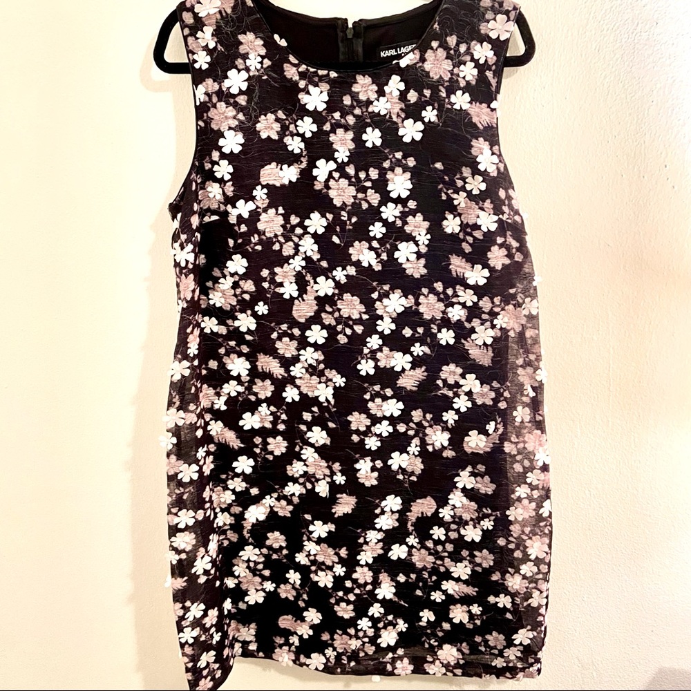 Karl Lagerfeld Paris Floral-Appliqué Dress NWOT